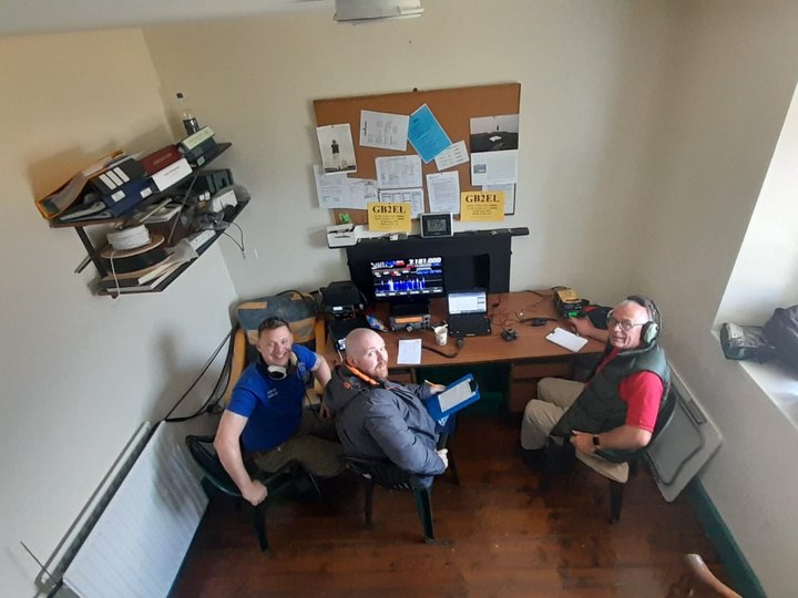 Club members operating together from a temporary radio station.